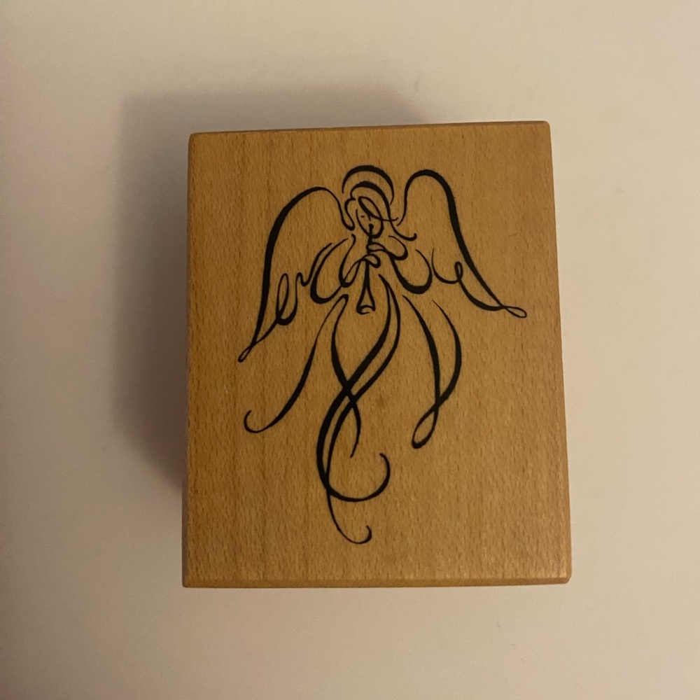 PSX D-2438 Angel Playing Flute rubber stamp New